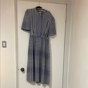 Vintage Lady Carol of New York Navy and White Striped Midi Dress